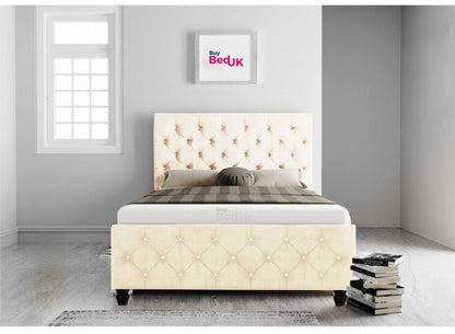 Adora Chesterfield Upholstered Ottoman Storage Bed Frame Dove Plush | £349 - £549