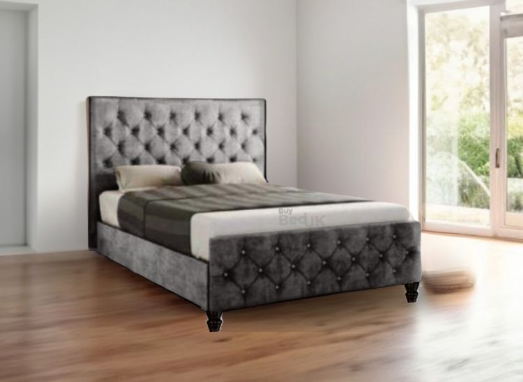 Adora Chesterfield Upholstered Ottoman Storage Bed Frame Grey Plush | £349 - £549