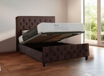 Adora Chesterfield Upholstered Ottoman Storage Bed Frame Steel Plush | £349 - £549