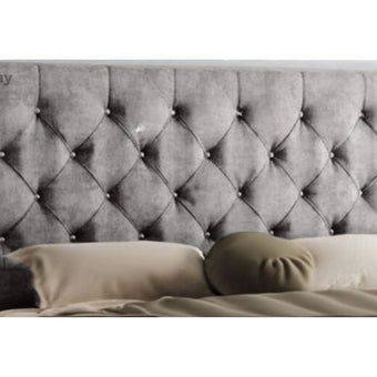 AdoraChesterfield Upholstered Headboard-GreyPlush