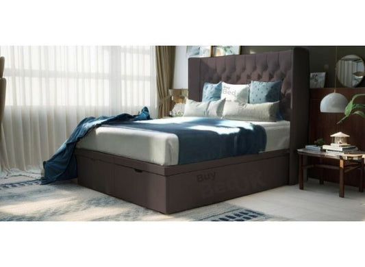 Aria Winged Divan Ottoman Storage Bed Steel  Plush | £489 - £689