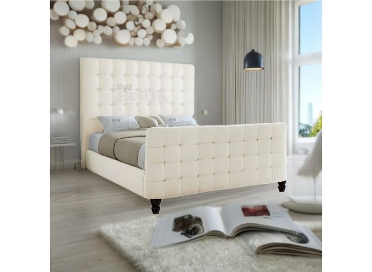 Caesar Cubed Upholstered Ottoman Storage Bed Frame Dove Plush | £339 - £519