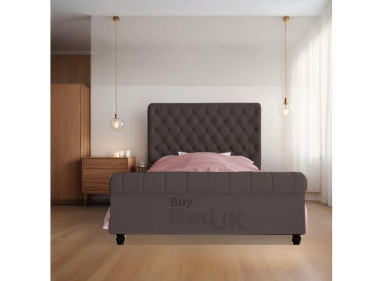 Cassia Chesterfield Sleigh Upholstered Ottoman Storage Bed Frame Steel Plush | £379 - £509