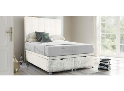 Aurelia Striped Divan Ottoman Storage Bed Frame Dove Plush | £379 - £559