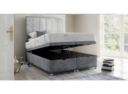 Aurelia Striped Divan Ottoman Storage Bed Frame Grey Plush | £379 - £559
