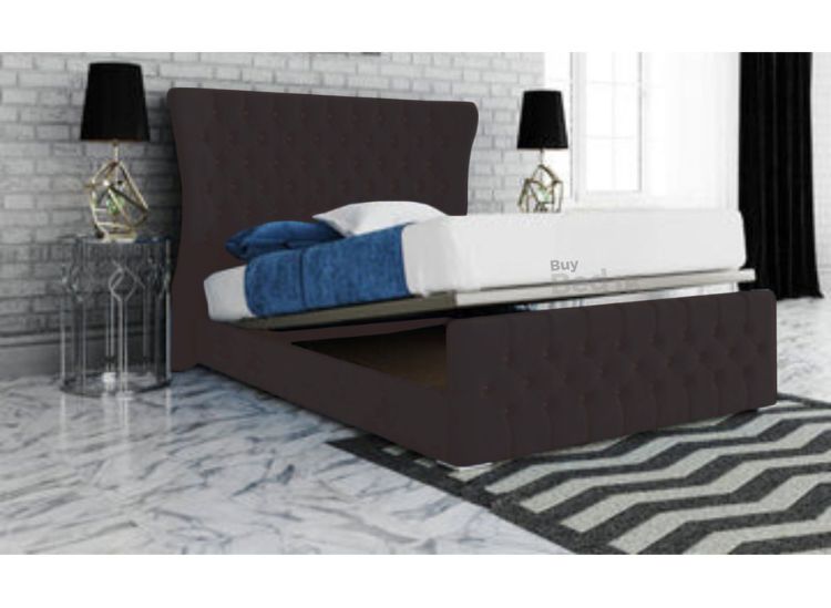 Angy Winged Upholstered Ottoman Storage Bed Frame Steel Plush | £369 - £529