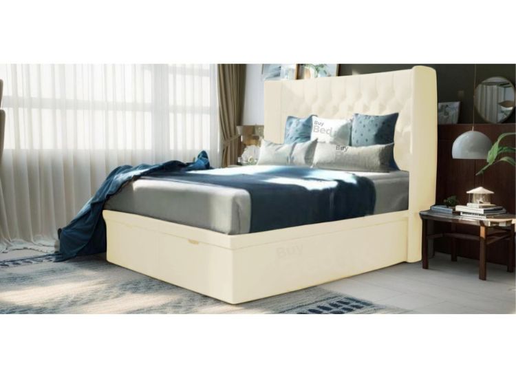 Aria Winged Divan Ottoman Storage Bed Dove Plush | £489 - £689