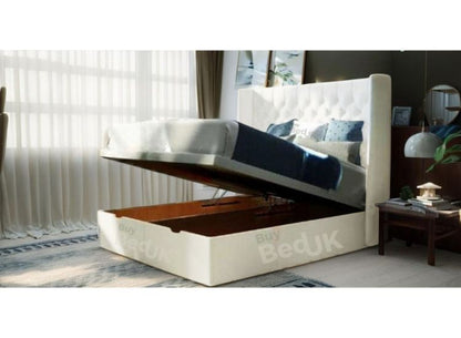 Aria Winged Divan Ottoman Storage Bed Dove Plush | £489 - £689