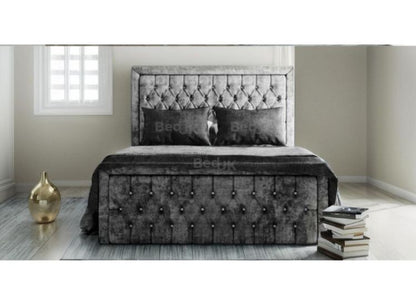 Blaze Squared Bed Divan Ottoman Storage Bed Frame Grey Plush | £359 - £539
