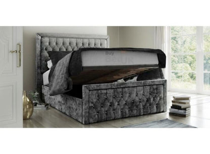 Blaze Squared Bed Divan Ottoman Storage Bed Frame Grey Plush | £359 - £539