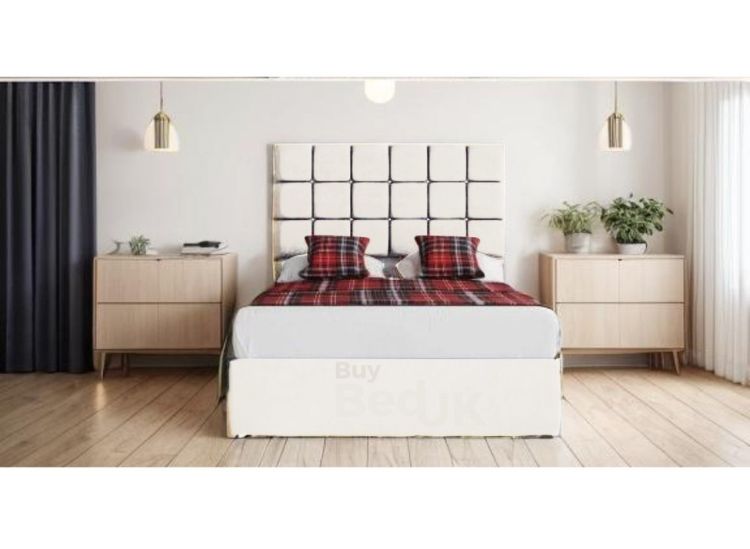 Daria Cube Divan Upholstered Ottoman Storage Bed Frame Dove Plush | £265- £505