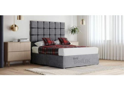 Daria Cube Divan Upholstered Ottoman Storage Bed Frame Grey Plush | £265- £505