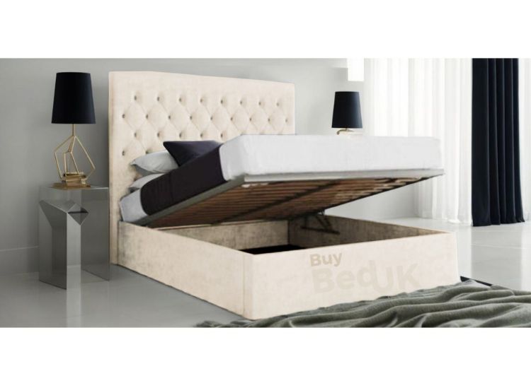 Fabius Storage Divan Bed Upholstered Ottoman Storage Bed Frame Dove Plush | £409- £708