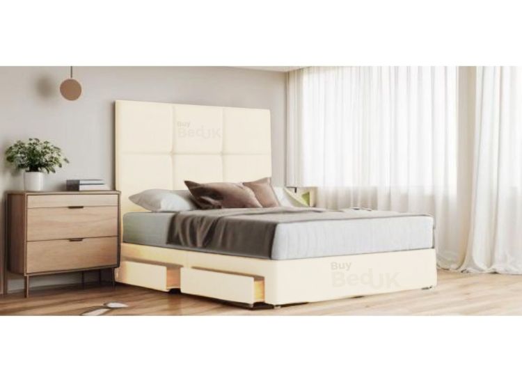 Florence Storage Divan Bed Upholstered Ottoman Storage Bed Frame Dove Plush | £245- £505