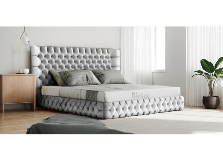 Freeze Chesterfield Designer Upholstered Ottoman Storage Bed Frame Grey Plush | £659- £998