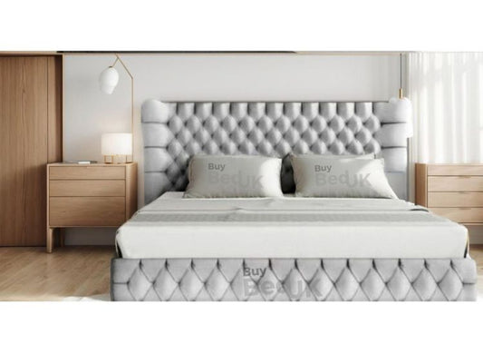 Freeze Chesterfield Designer Upholstered Ottoman Storage Bed Frame Grey Plush | £659- £998