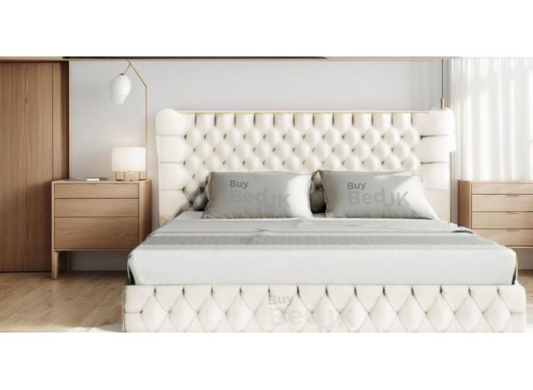 Freeze Chesterfield Designer Upholstered Ottoman Storage Bed Frame Dove Plush | £659- £998