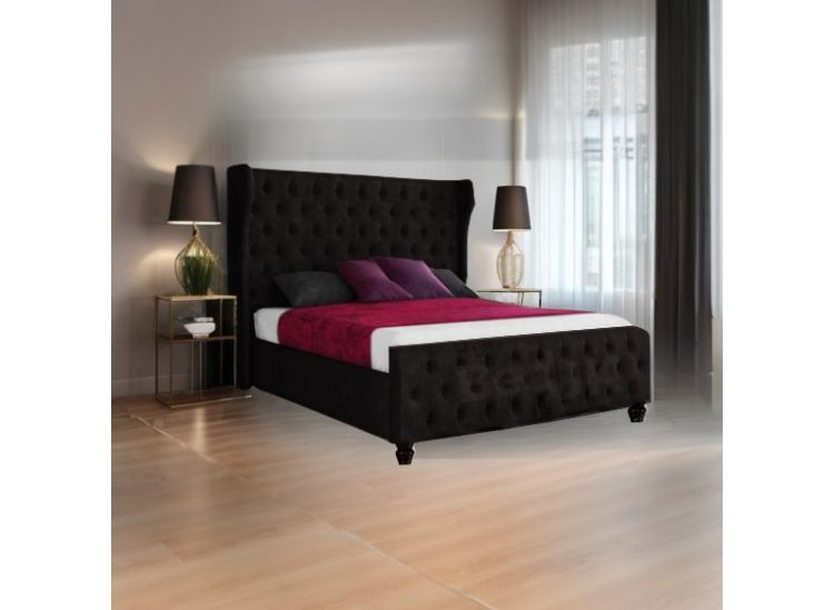 Horona Winged Designer Upholstered Ottoman Storage Bed Frame Steel Plush | £379- £539