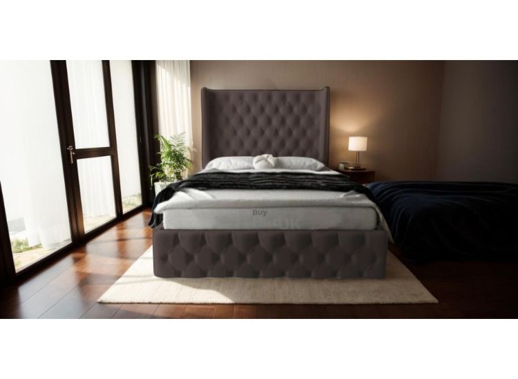 Kayla Winged Designer Upholstered Ottoman Storage Bed Frame Steel Plush | £519- £809