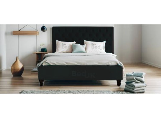 Lux Chesterfield Teal Plush Sleigh Bed Upholstered Ottoman Storage Bed Frame Steel Plush | £379- £509