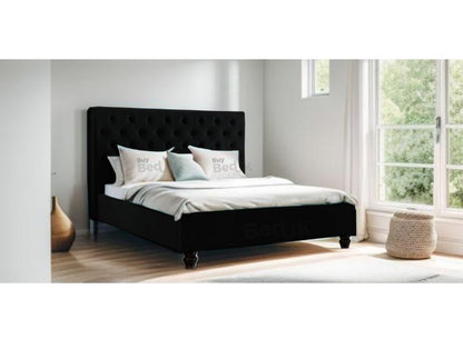 Lux Chesterfield Teal Plush Sleigh Bed Upholstered Ottoman Storage Bed Frame Steel Plush | £379- £509