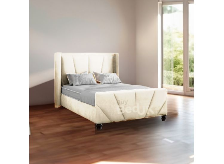 Maxima Hybrid Grey Naple Winged Upholstered Ottoman Storage Bed Frame Dove Plush | £429- £629