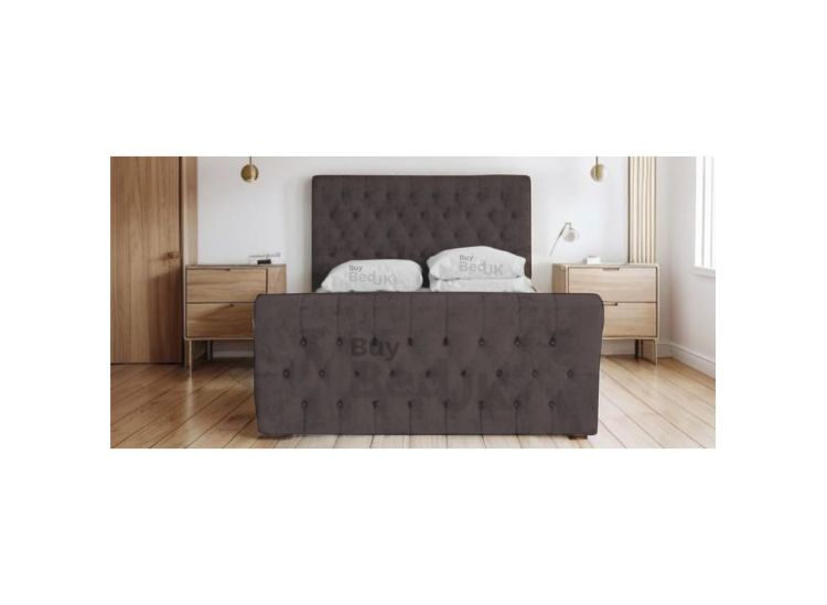 Octavius Chesterfield Sleigh Upholstered Ottoman Storage Bed Frame Steel Plush | £399- £897