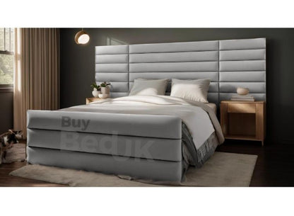 Venice Neutral Tone Wide Panel Headboard Upholstered Ottoman Storage Bed Frame Grey Plush | £550- £730