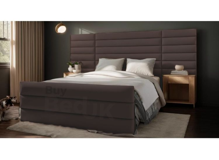 Venice Neutral Tone Wide Panel Headboard Upholstered Ottoman Storage Bed Frame Steel Plush | £550- £730